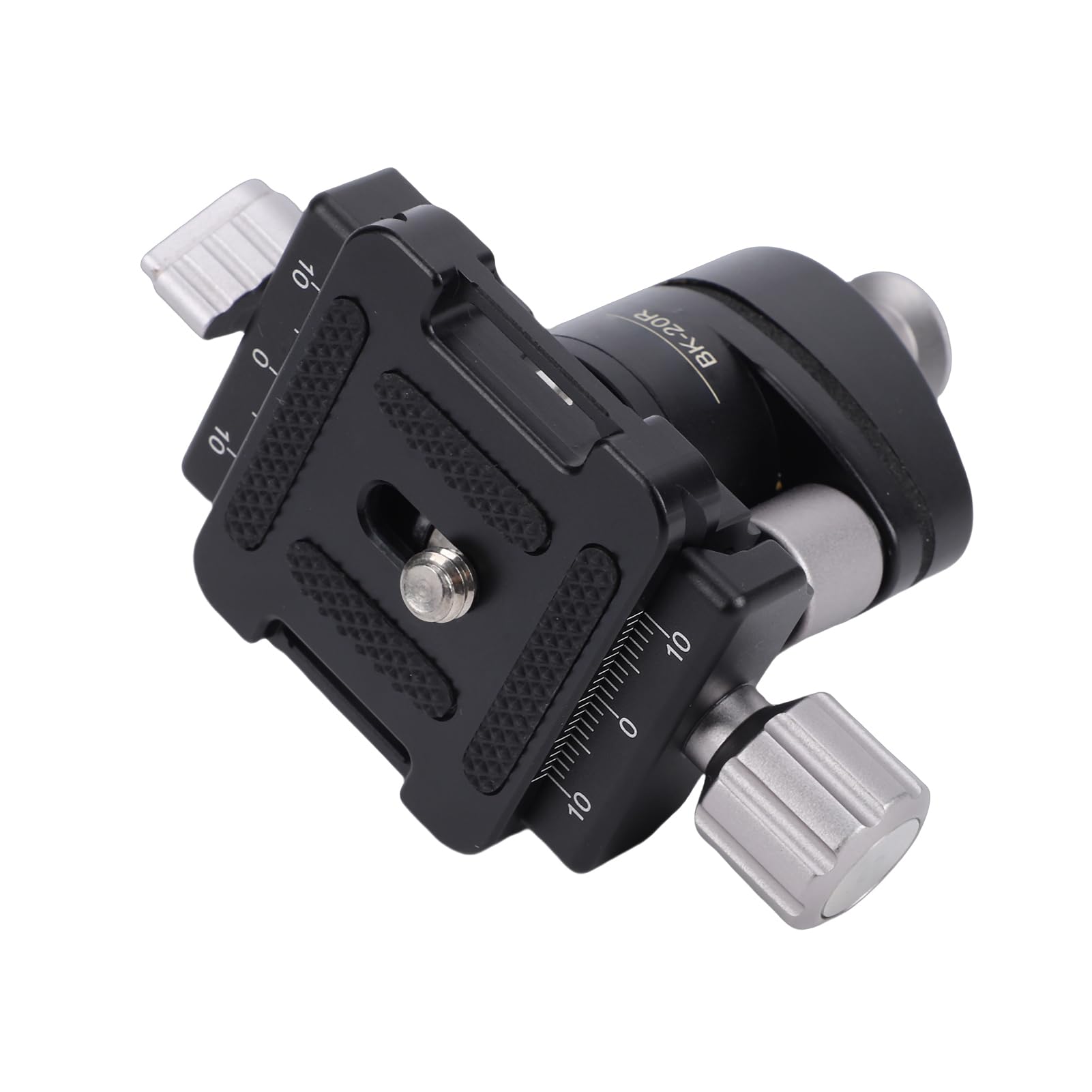 Testa a Sfera per Treppiede, Testa a Sfera in Lega di Alluminio da 20 Mm, Panoramica a 360 Gradi con Livella a Bolla e Piastra, Ideale per Fotocamere Mirrorless e Obiettivi Compatti