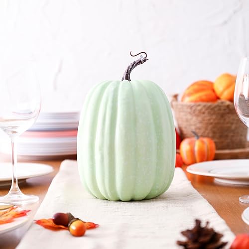 Miniatura 10 de Yiiciovy Calabazas falsas grandes para decorar calabazas de espuma decorativas grandes para decoración de otoño, calabazas artificiales de plástico