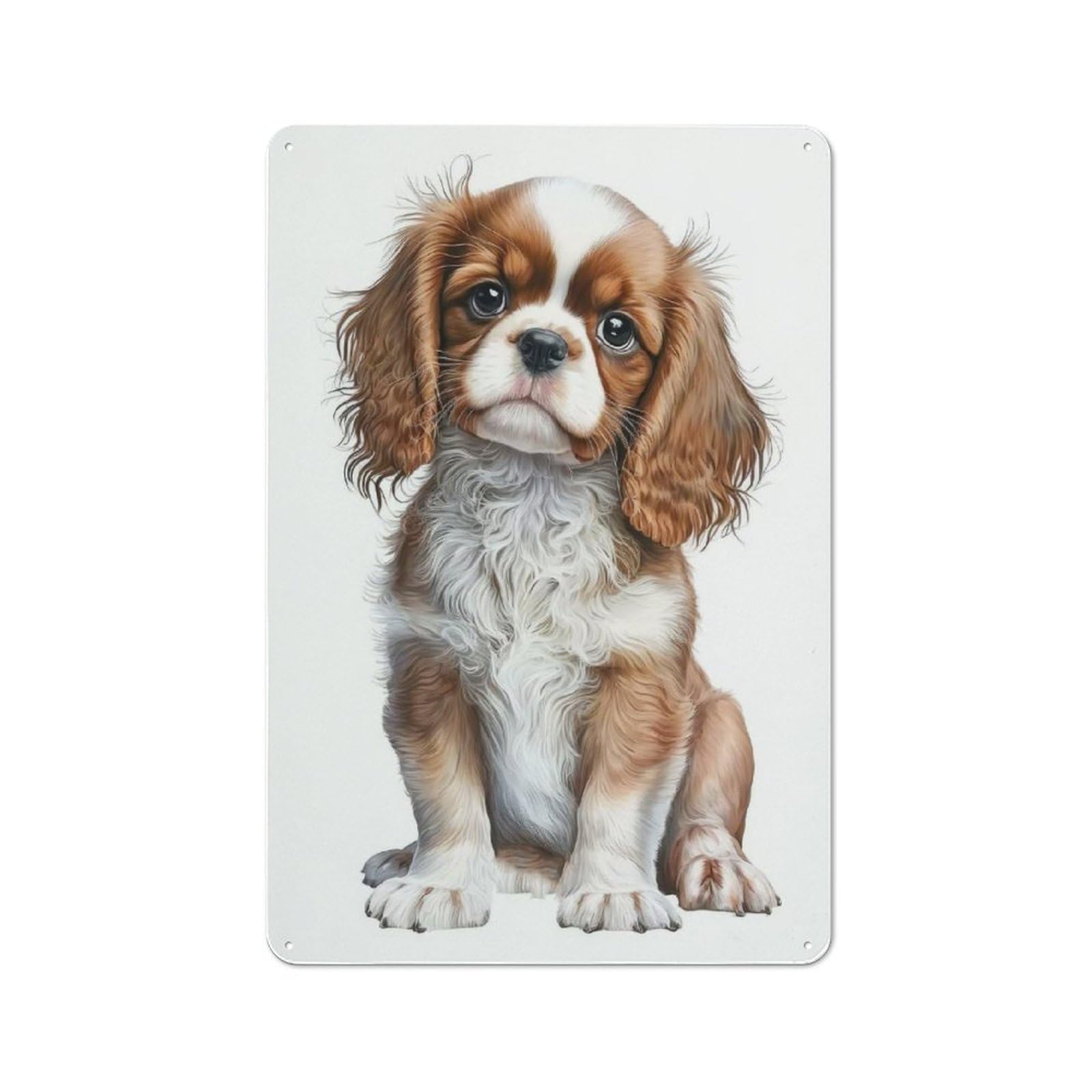 Junmoney Cavalier Dog 01 Vintage Tin Sign 30X20cm Featuring Porch Wall Decor For Patio Bar, Workshop, Shed Or Kitchen