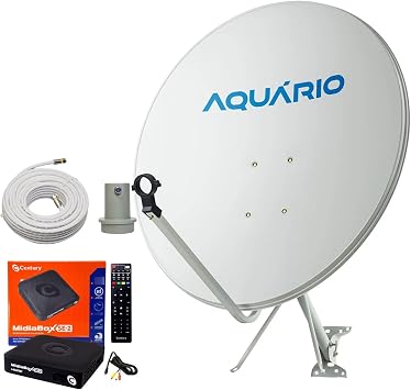 Kit Antena - Receptor Digital Century Midiabox Lnbf 5g Ku Cabo Cor Preto 110v/220v