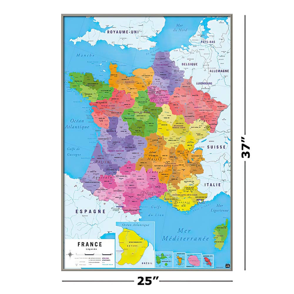 Amazon.co.jp: フランスの地図 - フランスの地図 - ポスター