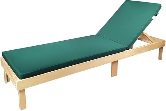 BYSAY PORTABLE FOLDING SUN LOUNGER CUSHION CAMPING CUSHION WATER REPELLENT FABRIC ZIPPERED 5 CM GREEN