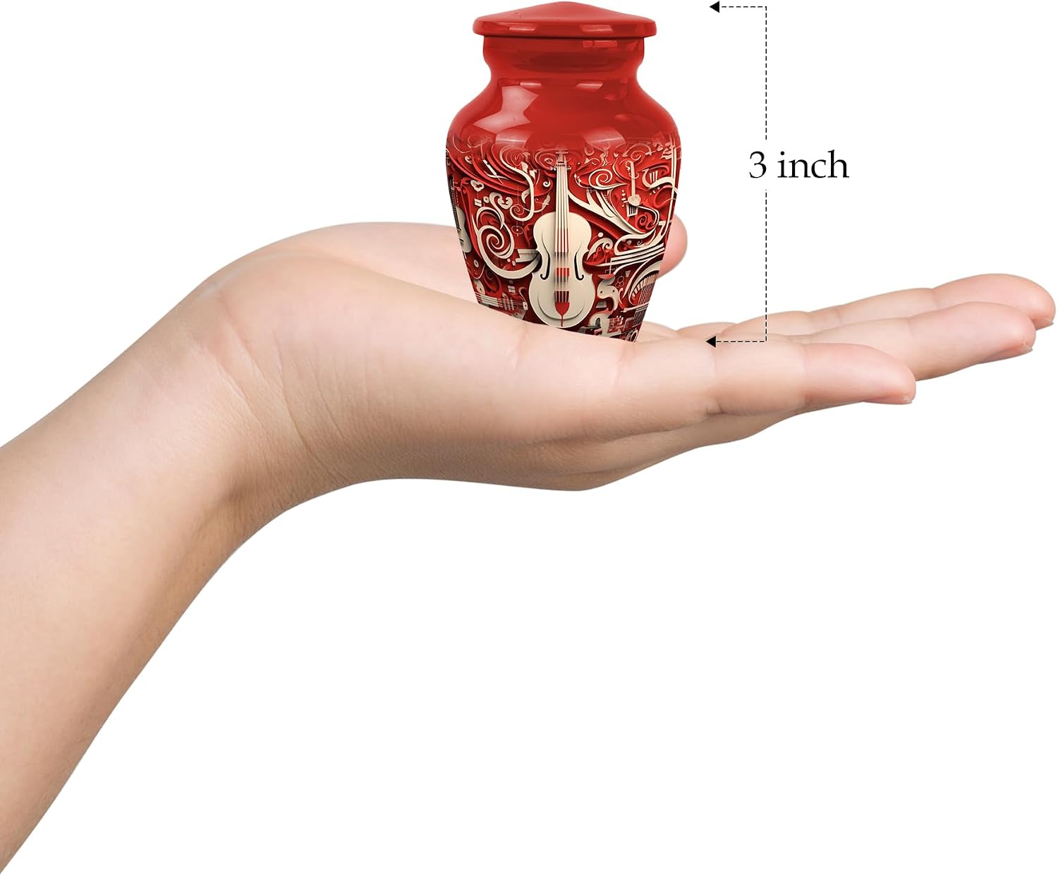 Orchestral Wall Burial Urn for Ashes Adult Male, Urns for Ashes, Urn for Ashes for Women, Small Ashes Urn, Urns for Cremation Ashes Mother - 3"" 4Pcs, Red