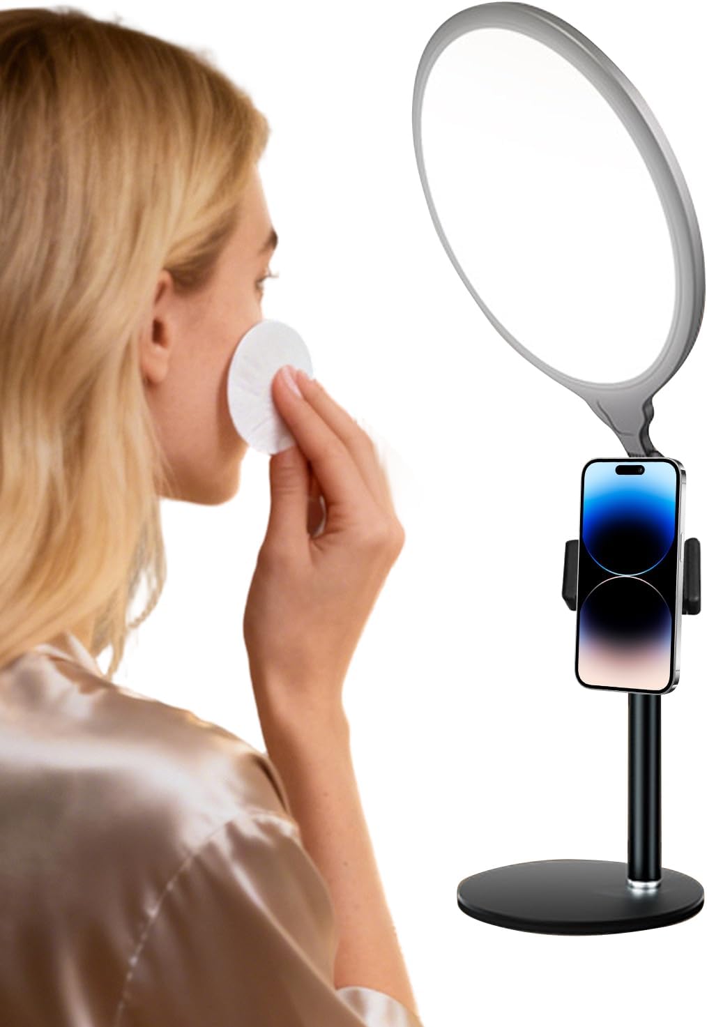 Ring Light with Stand | Portable Adjustable Brightness Lighting | Desktop Light for Video Recording,for Meeting Live Streaming Video Conference Podcast Vlog Makeup Home Office Travel