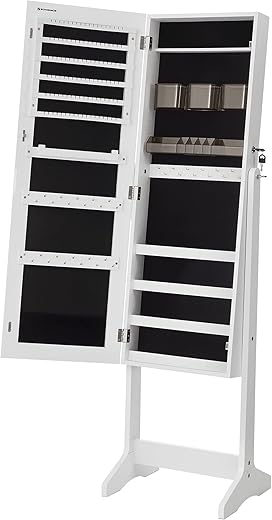 SONGMICS JJC002W01 - Armadietto a specchio con 2 organizer separato, specchio senza...