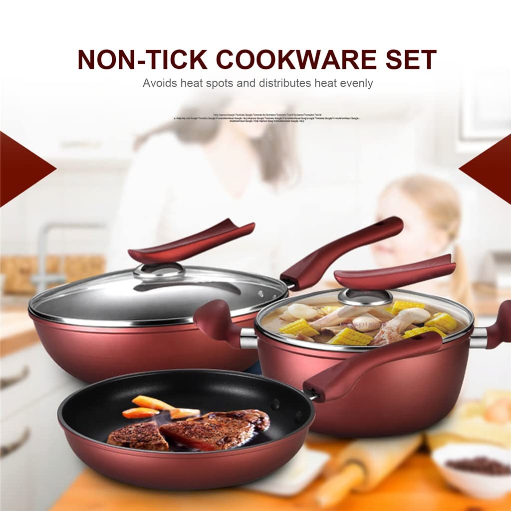 中華鍋 8点セット ノンスティックスープ鍋 蓋付き ノンスティックパン