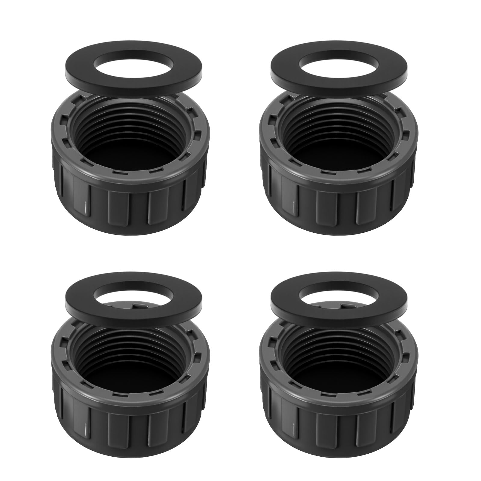 TIESOME Lot de 4 bouchons filetés en PVC 3/4", filetage intérieur de 25 mm, avec 4 joints en caoutchouc, capuchons de fermeture ronds, pour l'étanchéité des raccords et des extrémités de tuyaux
