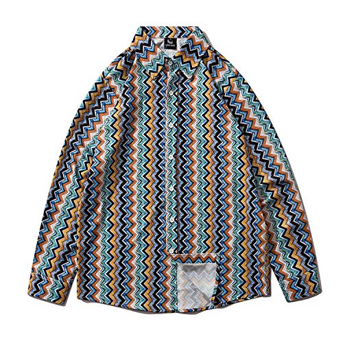 KUXUAN Hombres Vintage Japonés Kimono? Chaqueta De Punto con Estampado De Frente Abierto De Manga Larga Suelta Informal De Japón para Hombre,Stripe-USM/TagL