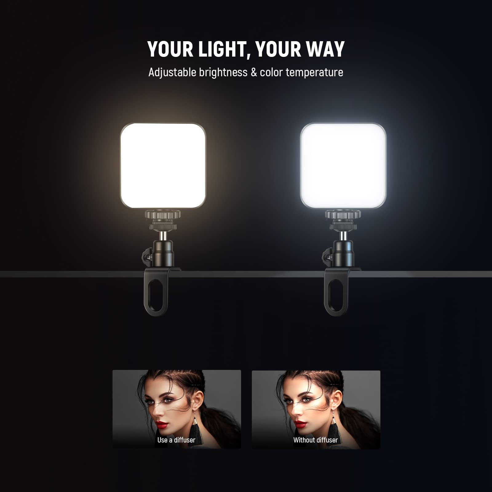 NEEWER Videokonferenz Licht, 3000mAh Akkus, 2500K-10000K CRI95+, USB Webcam LED Leuchte, Selfie Licht Clip-On Handy/Laptop/PC, Fotos/Zoom Meeting/Live Streaming/TikTok Beleuchtung, PL81