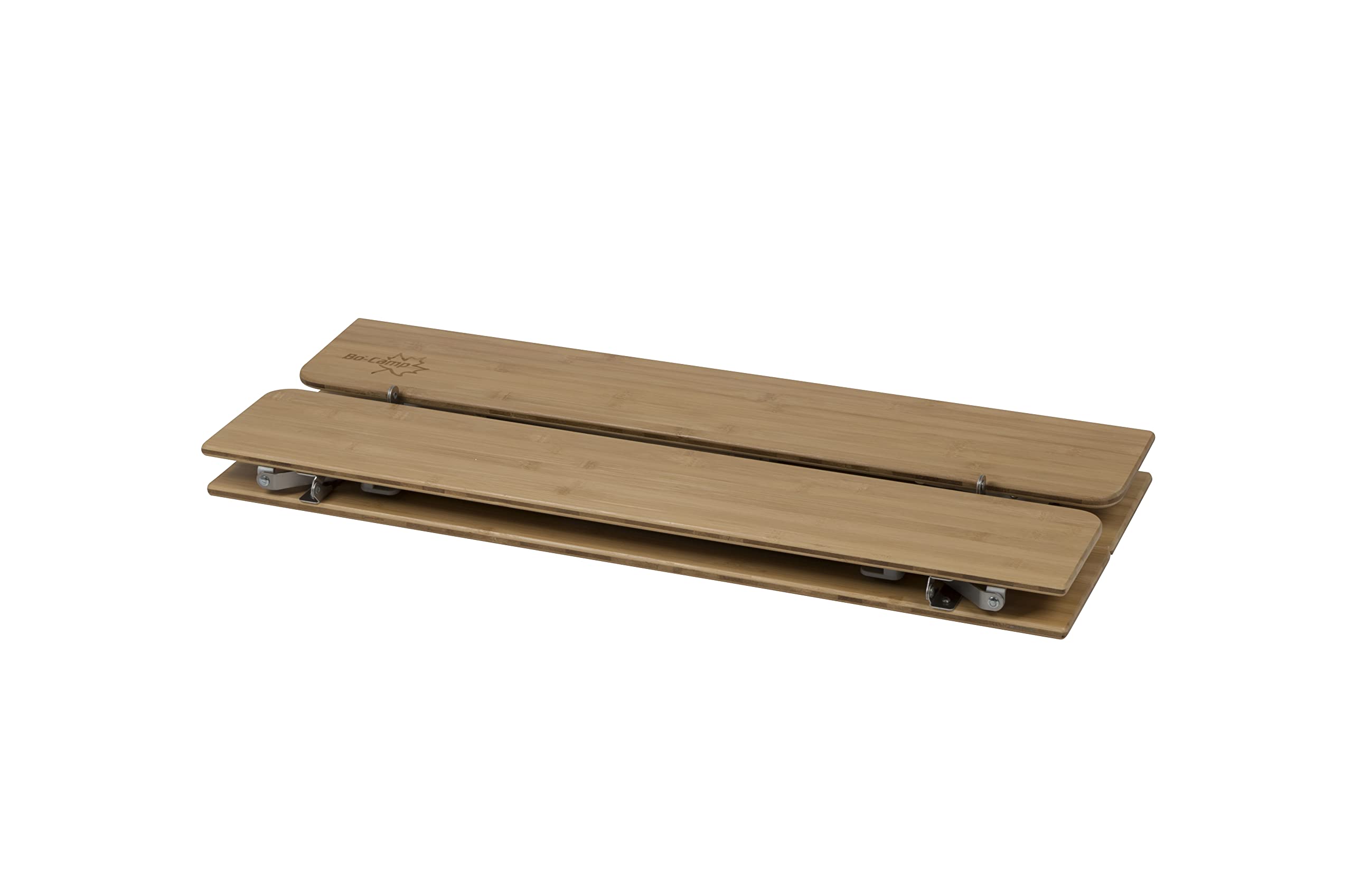BO-Camp Urban Outdoor Campingtisch Klapptisch Garten Tisch Falttisch Höhenverstellbar Klappbar Alu Bambus Holz 60 x 80 cm, Natur, Braun