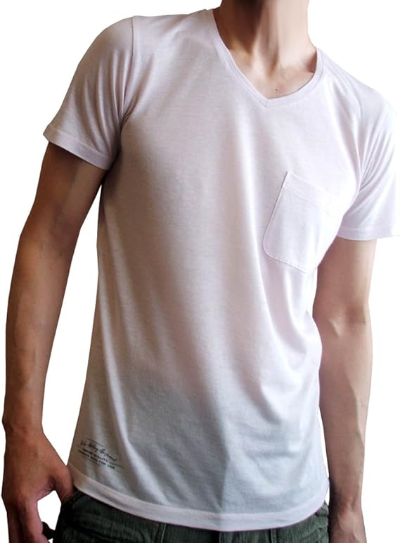 Amazon Sergeant Salute サージェントサルート Vネック 半袖ｔシャツ 胸ポケット シルクタッチ 薄手 透け L 48 ライトピンク Tシャツ カットソー 通販