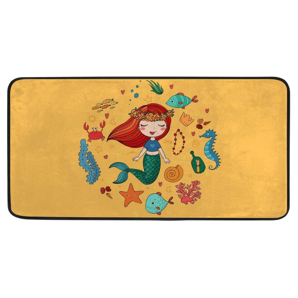 Tapis de cuisine sirène 39x20 antidérapant et imperméable lavable
