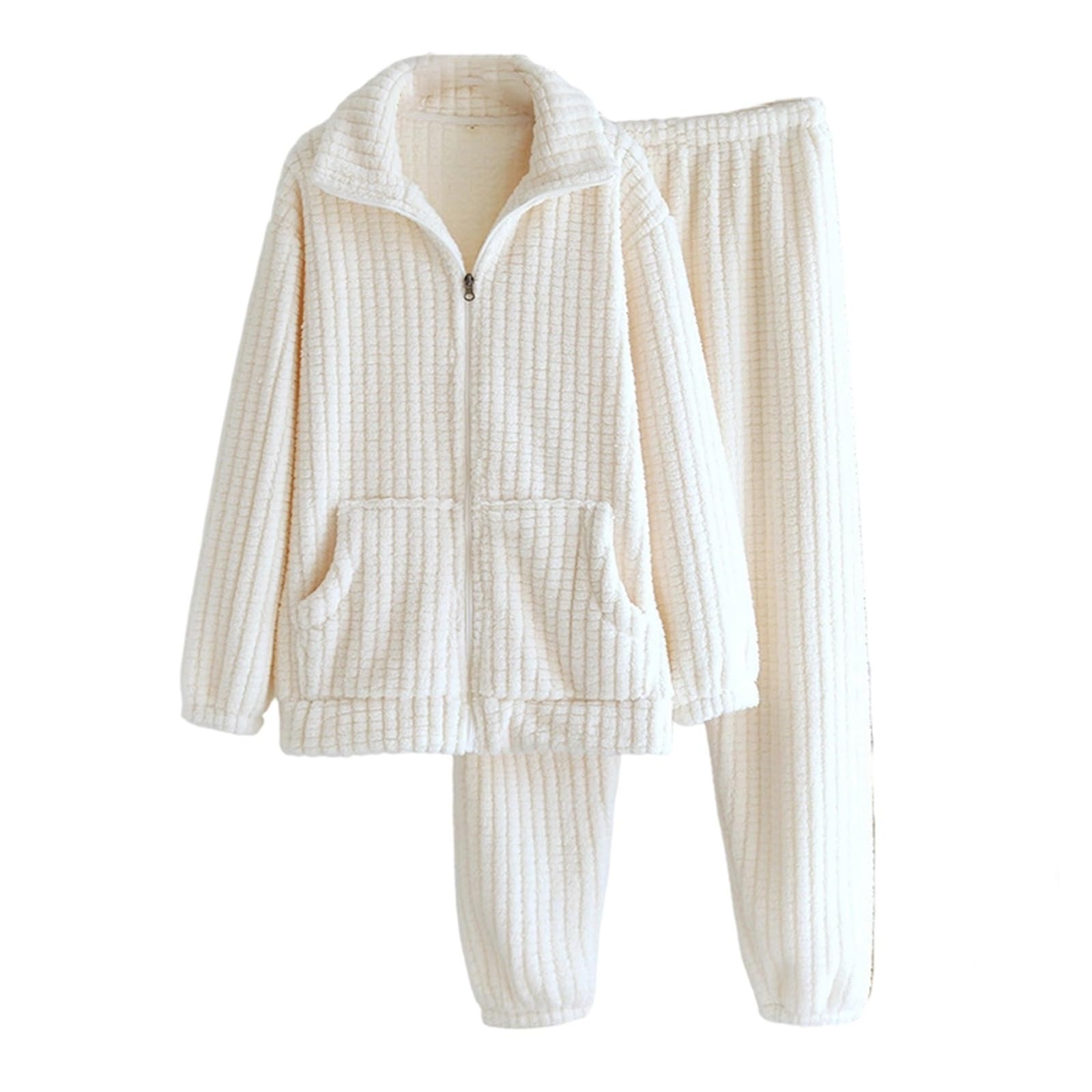 Genérico Pijama Hombre Invierno Pijama Hombre Polar Ropa de Entretiempo A Cuadros con Botones Frontales Completos Franela Suave para Confort En Invierno