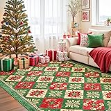 HOMORE Christmas Rugs for Living Room, 5x7 Christmas Rug for Bedroom, Red and...