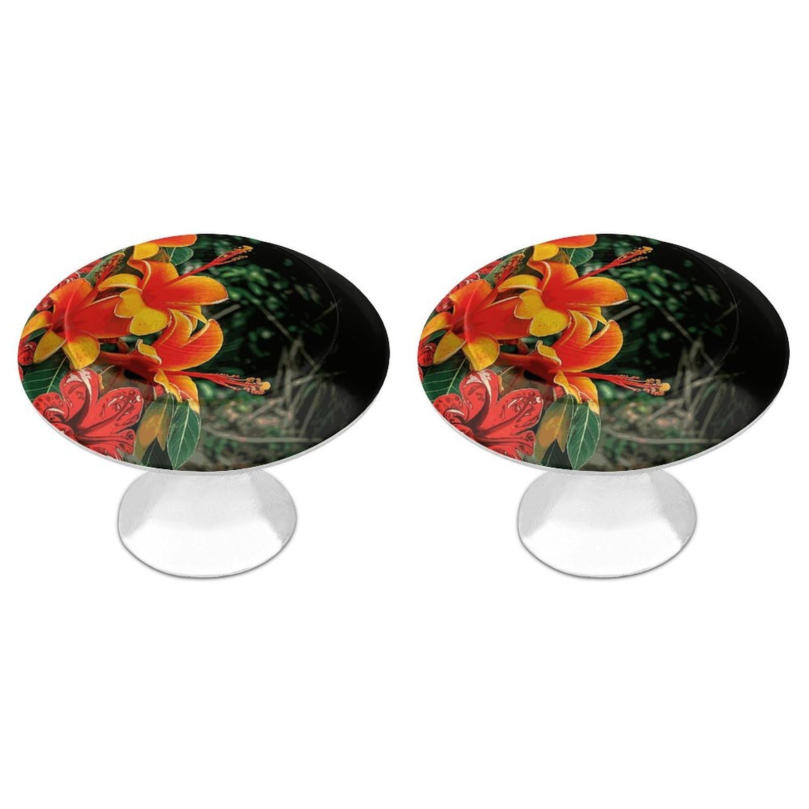 Btcowzrv Style Hawaii Flowers 2 Pack Cabinet Knobs Drawer Pulls