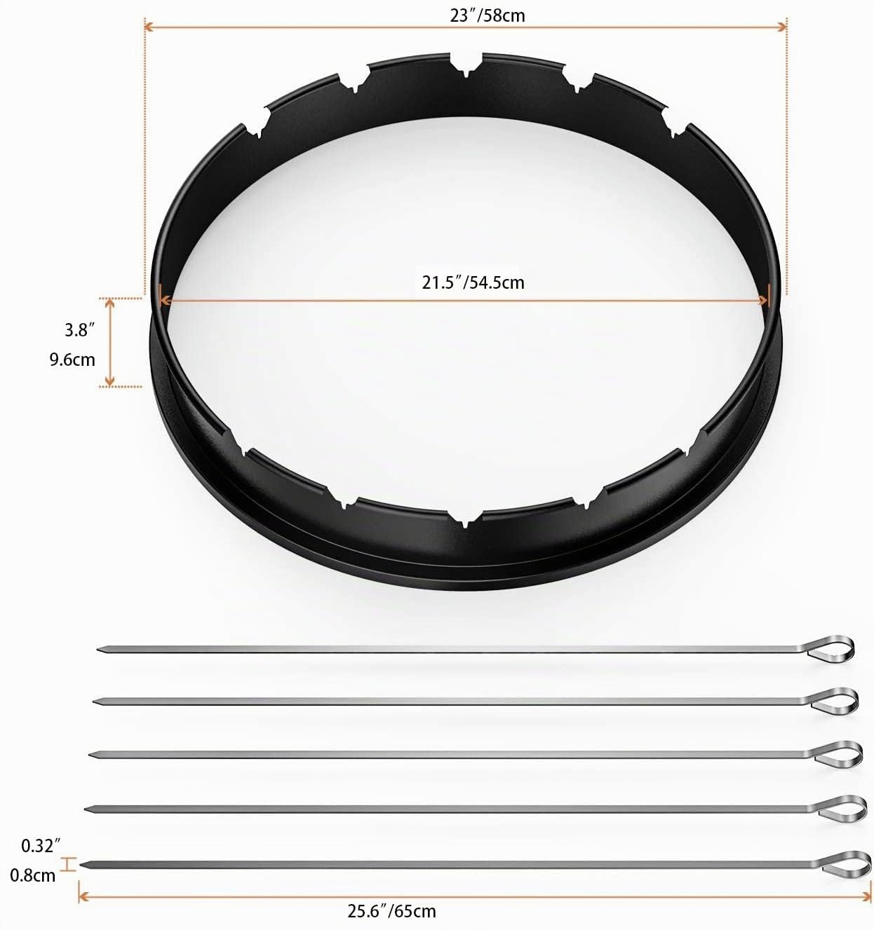 Onlyfire Lot de Brochettes de Kebab avec Support Ring pour Weber Kettle Barbecue Charbon 57 cm
