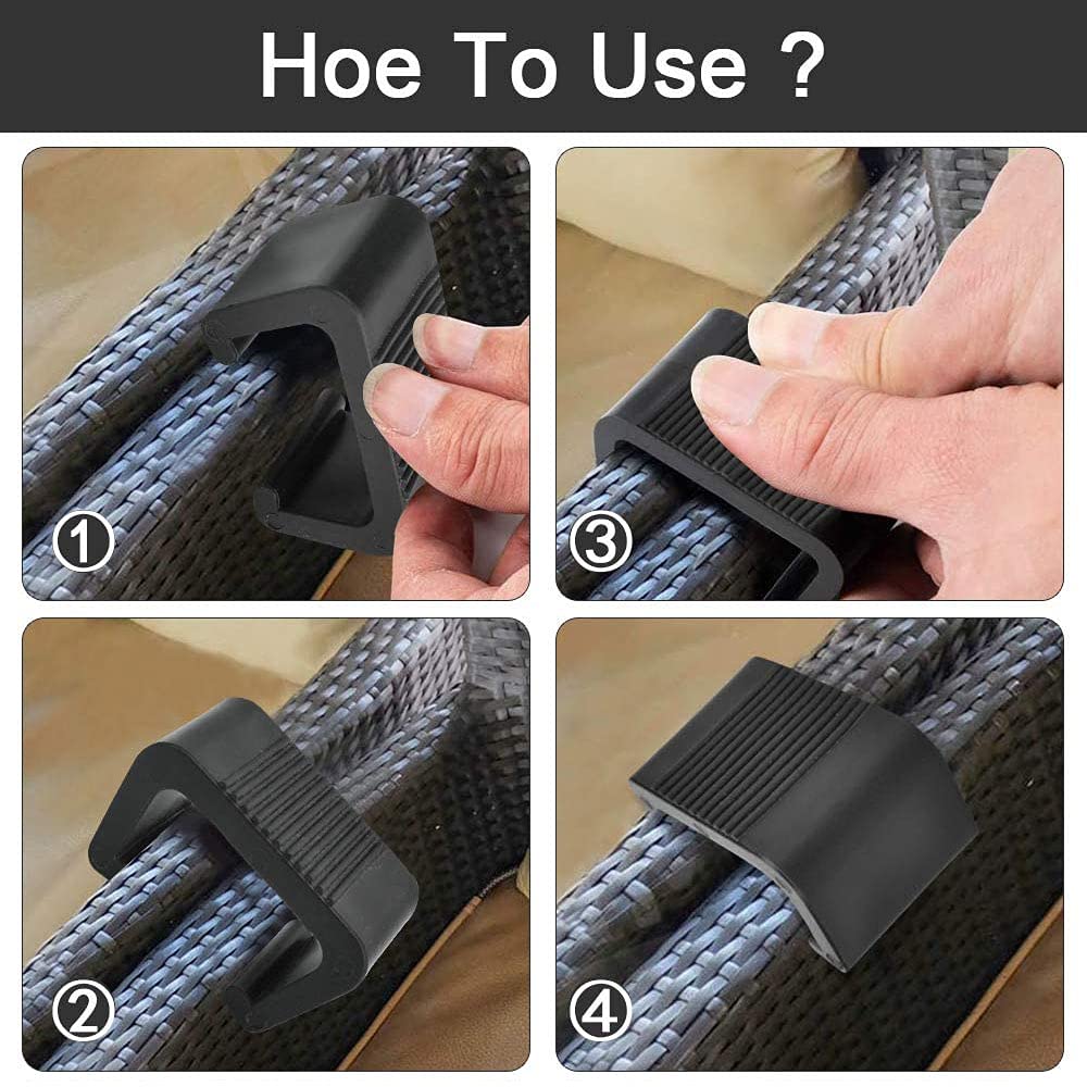 8 Pièces Meubles Canapé Clips, Clips De Meubles De Patio, Clips De Meubles en Rotin, Clips De Canapé en Rotin en Plastique Solide, pour Chaises en Rotin, Canapé De Jardin, Meubles De Salon (Noir)