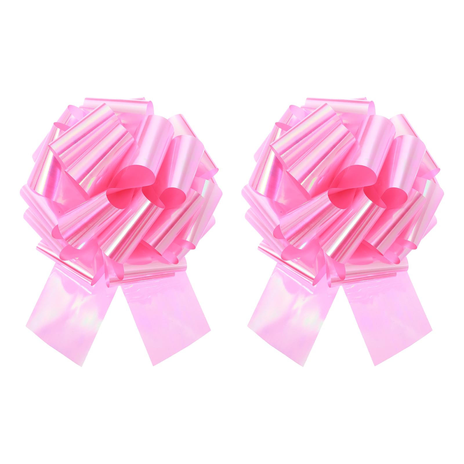 sourcing map 2Pcs 12 Inch Metallic Large Big Pull Bow Gift Wrapping Bows Ribbon for Wedding Car Baskets Presents Christmas Bow, Colorful Pink