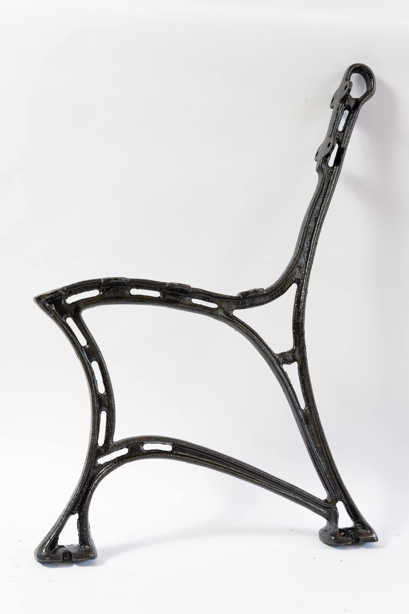 SEZAM Bankfüße aus Gusseisen Schwarz x 2 Stück, mit Rückenlehne - 51 x 36 x 75 cm, für 6 Holzbankbretter - für Gartenbänke, Seitenteil