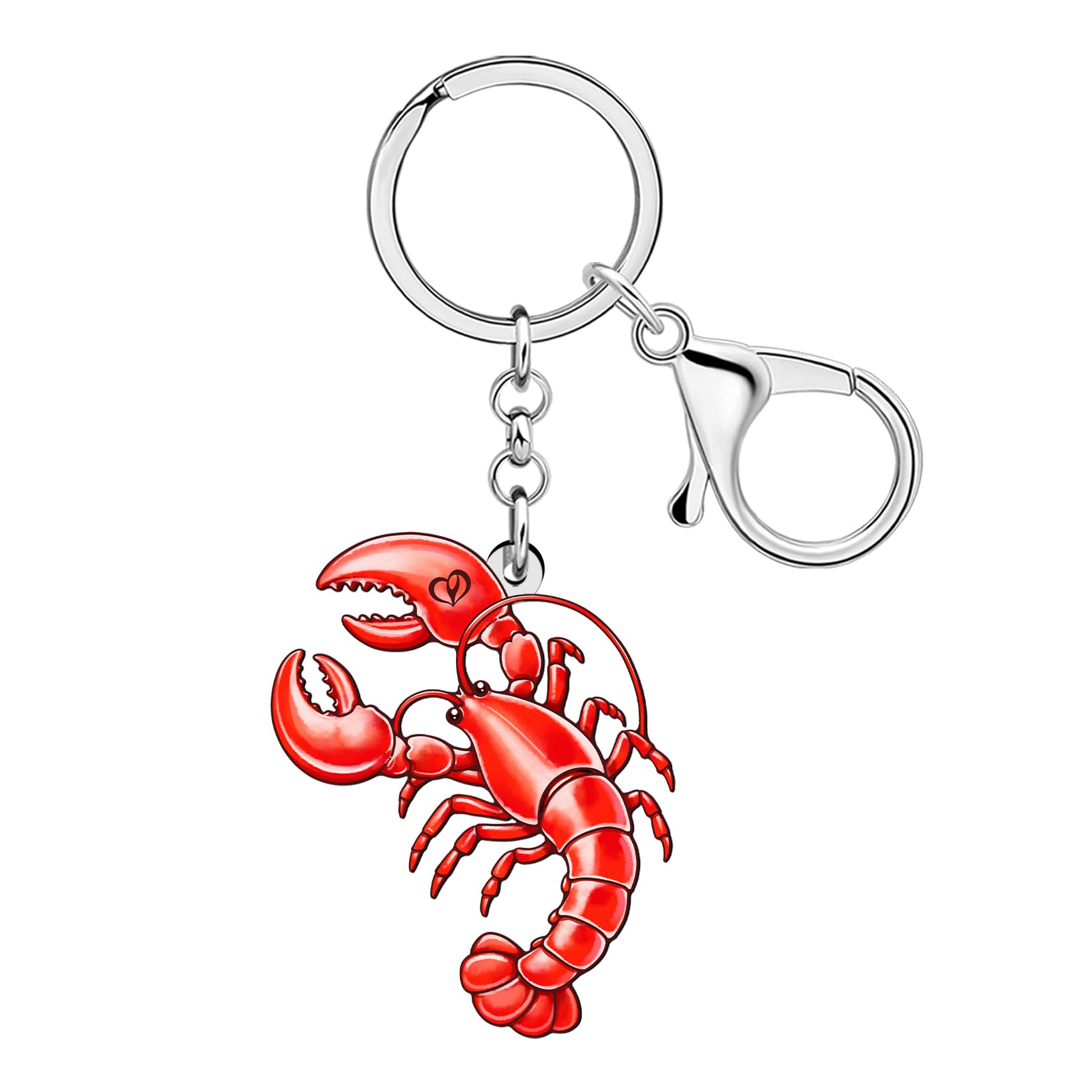 LONYOO Acrylic Red Crawfish Lobster Keychain Animal Lover Gifts for Women Kids Girls Backpack Accessories Purse Charms