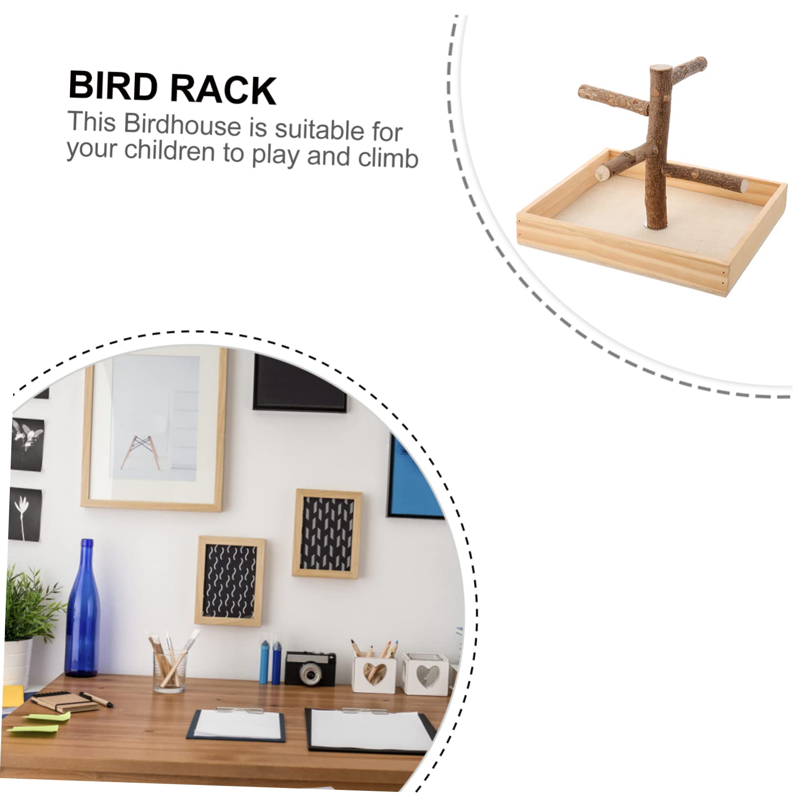 Kisangel Holz Vogel Sitzstangen Spielstand Papageien Spielplatz Kletterstation für Kleine Vögel Wellensittiche Nymphensittiche mit Rutschfester Oberfläche zur Fußmassage und