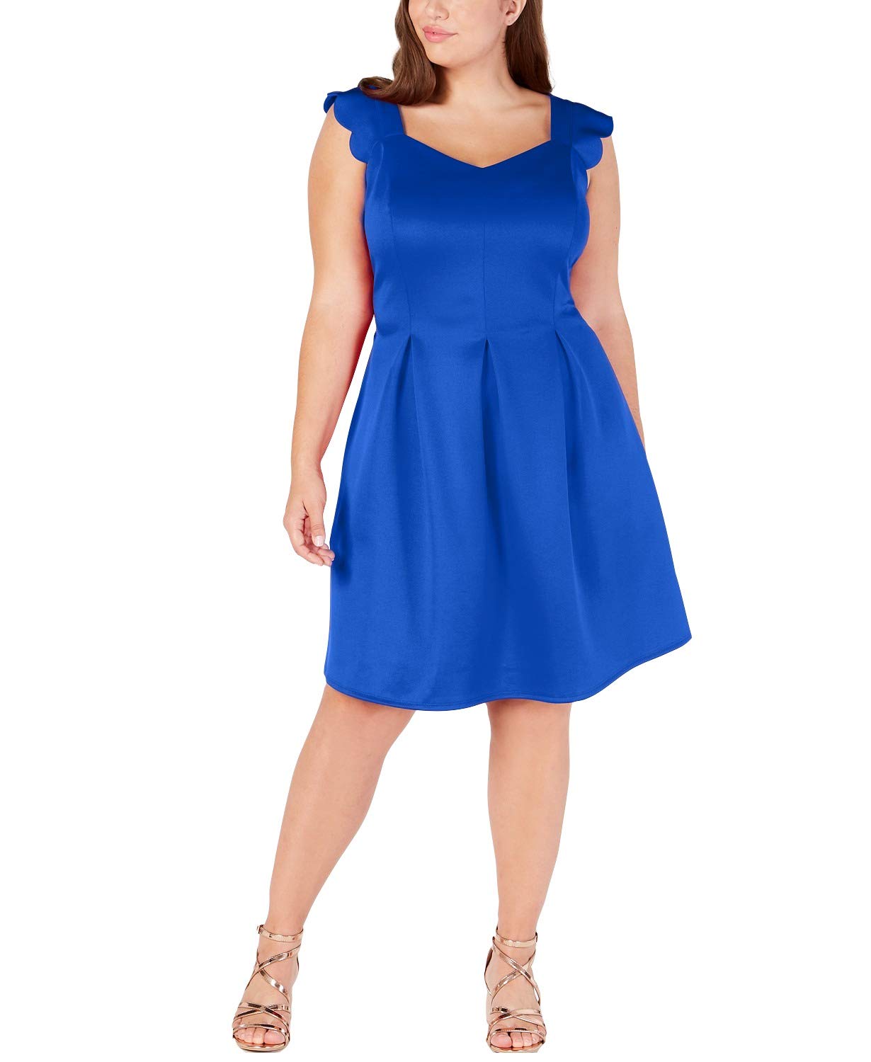 MonteauMONTEAU Womens Sleeveless Queen Anne Neckline Above The Knee Formal Fit + Flare Dress