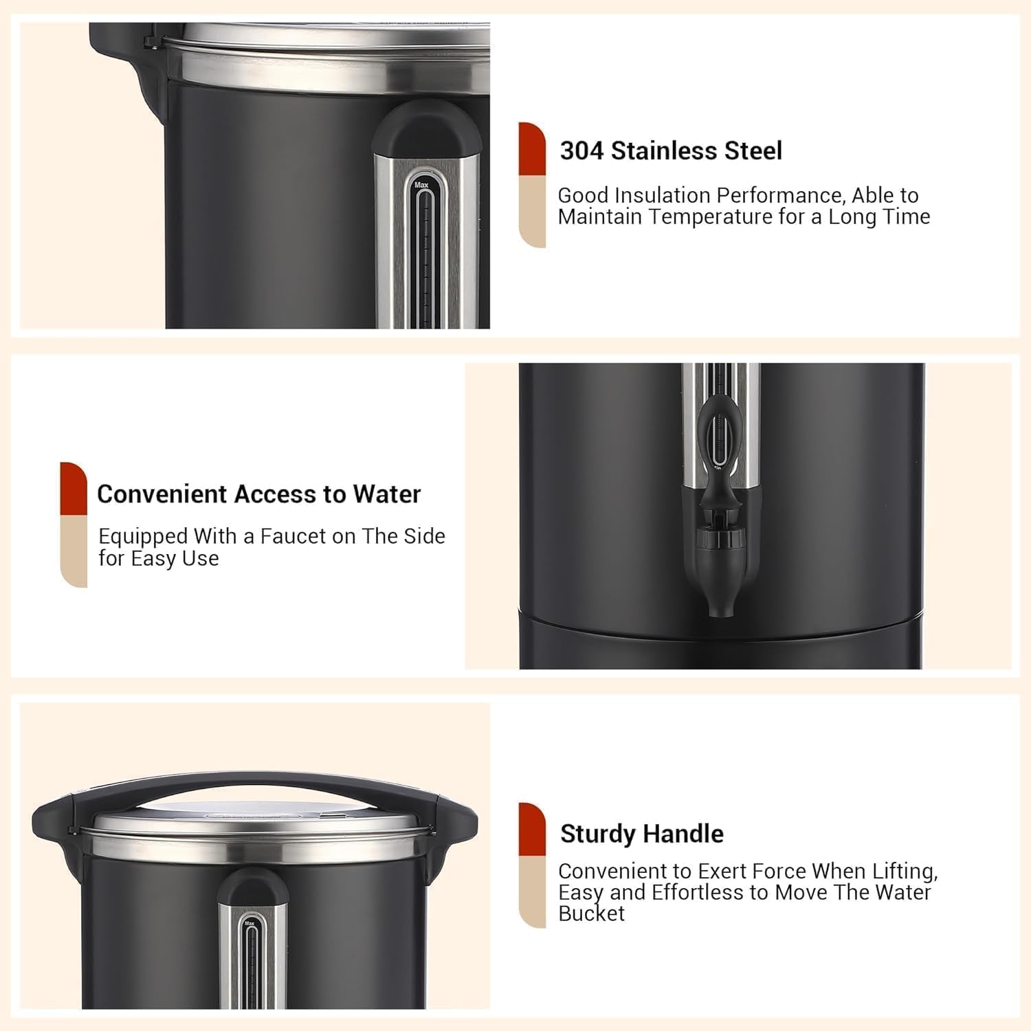 GarveeHome 80 Cups Coffee Urn,12 L/3.2 gal Double Wall Commerical Coffee Maker for Buffet Catering Wedding Gathering,Large Capacity Hot Coffee Dispenser,Stainless Steel Hot Water Urn