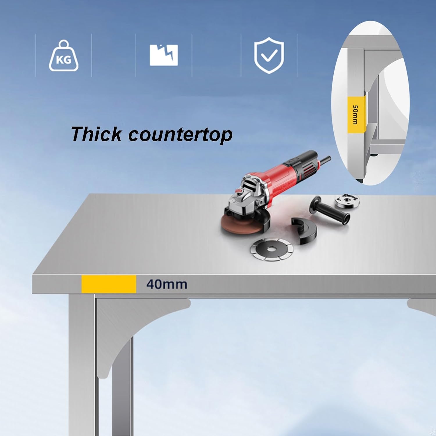 Open Workbench Stainless Steel Laboratory Table Factory Workshop Operational Packing Tables Adjustable Feet Commercial Kitchen Preparation Triangular Mechanics Support(80x60x80cm/31.5x23.6x31.5")