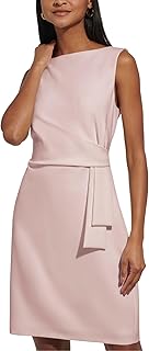 Tommy Hilfiger Women's Sleeveless Boat Neck Fold Detail Sheath Mini Dress