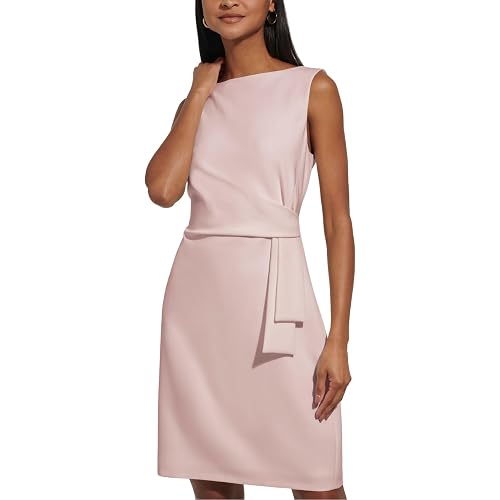 Tommy Hilfiger Women's Sleevless Boat Neck Fold Detail Crepe Sheath Mini Dress