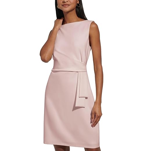 Tommy Hilfiger Damen Sleeveless Boat Neck Fold Detail Sheath Mini Dress Kleid