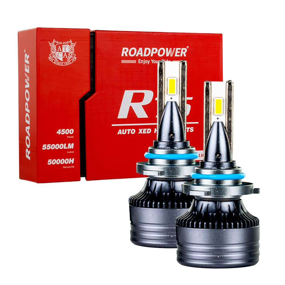 ROADPOWERR75 High Power LED Headlight Bulbs White, 500% Brightness High/Low Beam, Easy to Install and Play for Car Bright Light Cool White, Pack of 2 (9006)