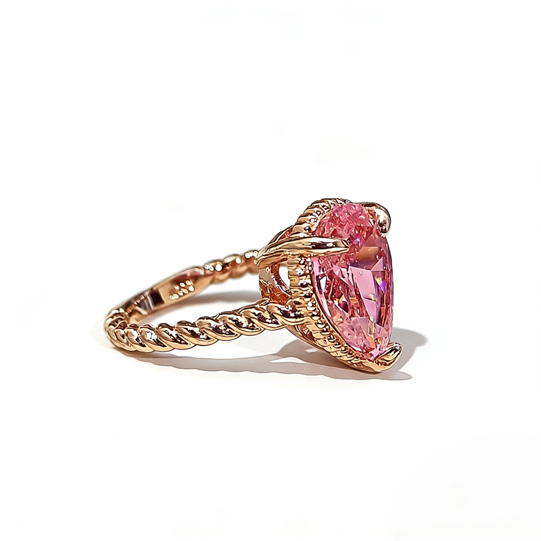 Amazon.com: SixTwo 18K Rose Gold Plated Twisted Ring Carat Heart