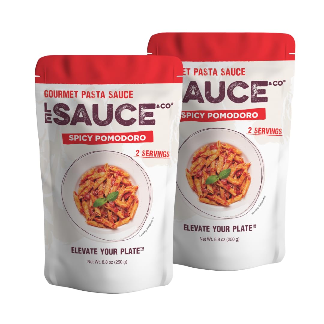 Always Fresh, Two Servings, Spicy Pomodoro Gourmet Pasta Sauce (2-pack), Le Sauce & Co. Imported Italian San Marzano Tomatoes, Tomato Sauce, Spicy Pasta Sauce, Calabrian Peppers, All Natural