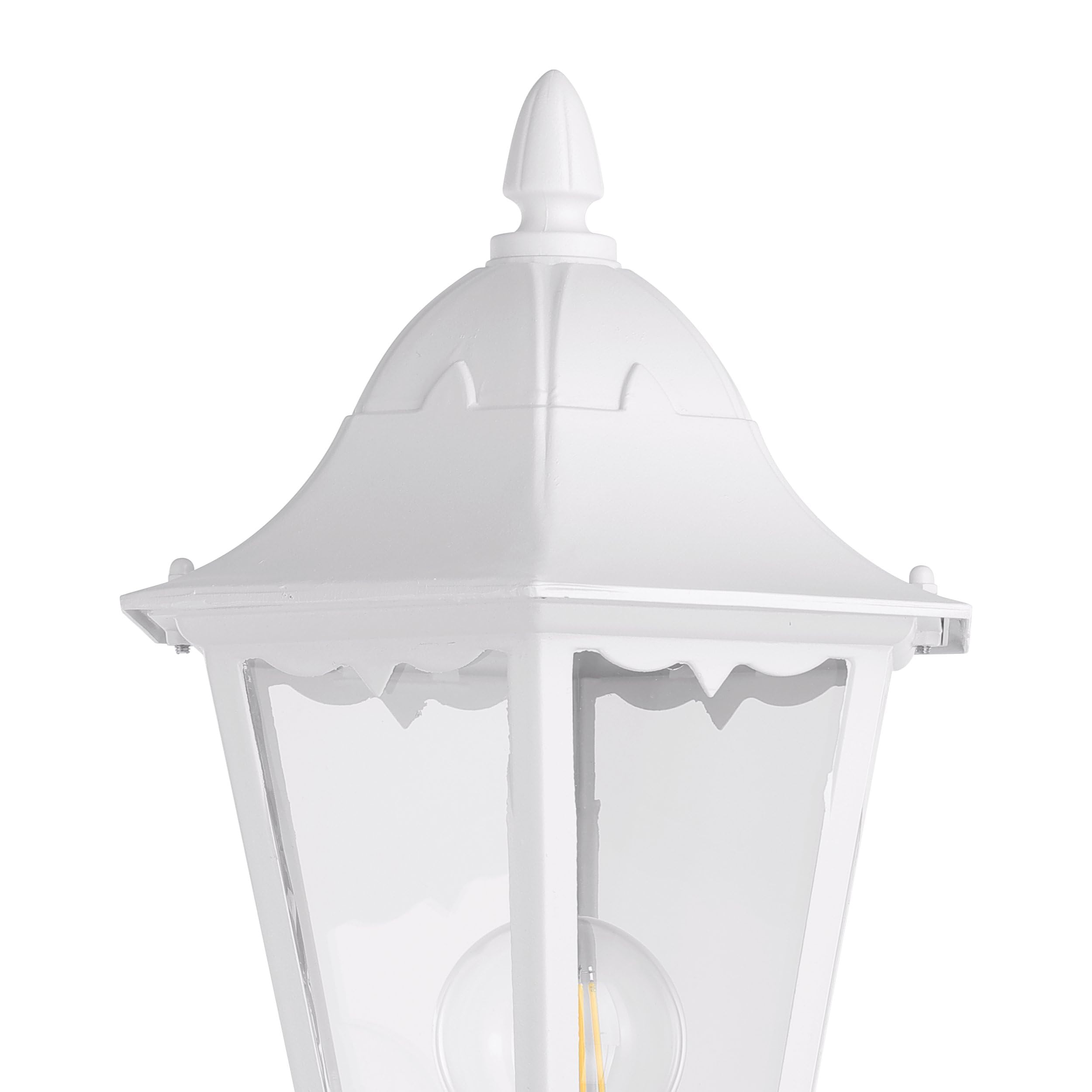 Eglo NAVEDO Alumbrado de sobremuro/pie para exterior Blanco E27 (Alumbrado de sobremuro/pie para exterior, Blanco, Aluminio, Vidrio, IP44, Entrada, Jardín, Patio, Transparente)