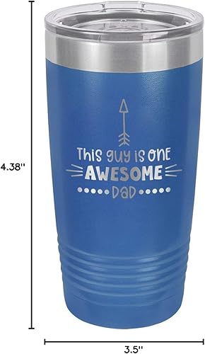 Miniatura 10 de This Guy Is One Awesome Dad Blue Vaso de bebida de 20 oz con pajita Taza de viaje grabada con láser Comparar con Yeti Rambler Idea de regalo papá