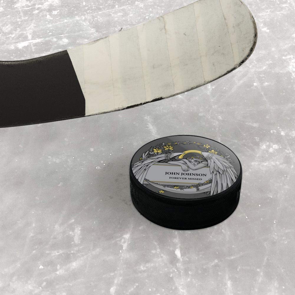 GRAPHICS & MORE Stone Angel Memorial 2 Lines Personalized Custom Ice Hockey Puck