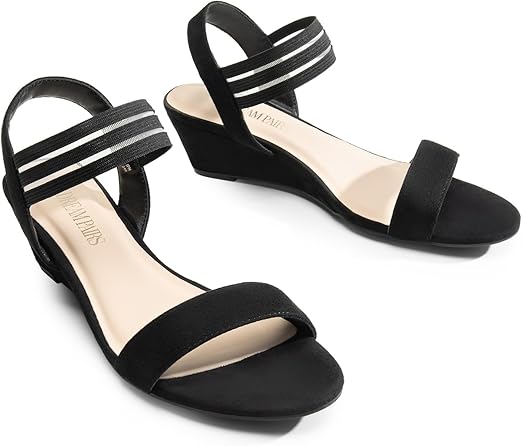 DREAM PAIRS Womens Wedge Sandals Low Heel, Slip On Ankle Strap Business Casual Dress Shoes for Women, Size 9.5, BLACK-SUEDE, SDPW2417W thumbnail 3
