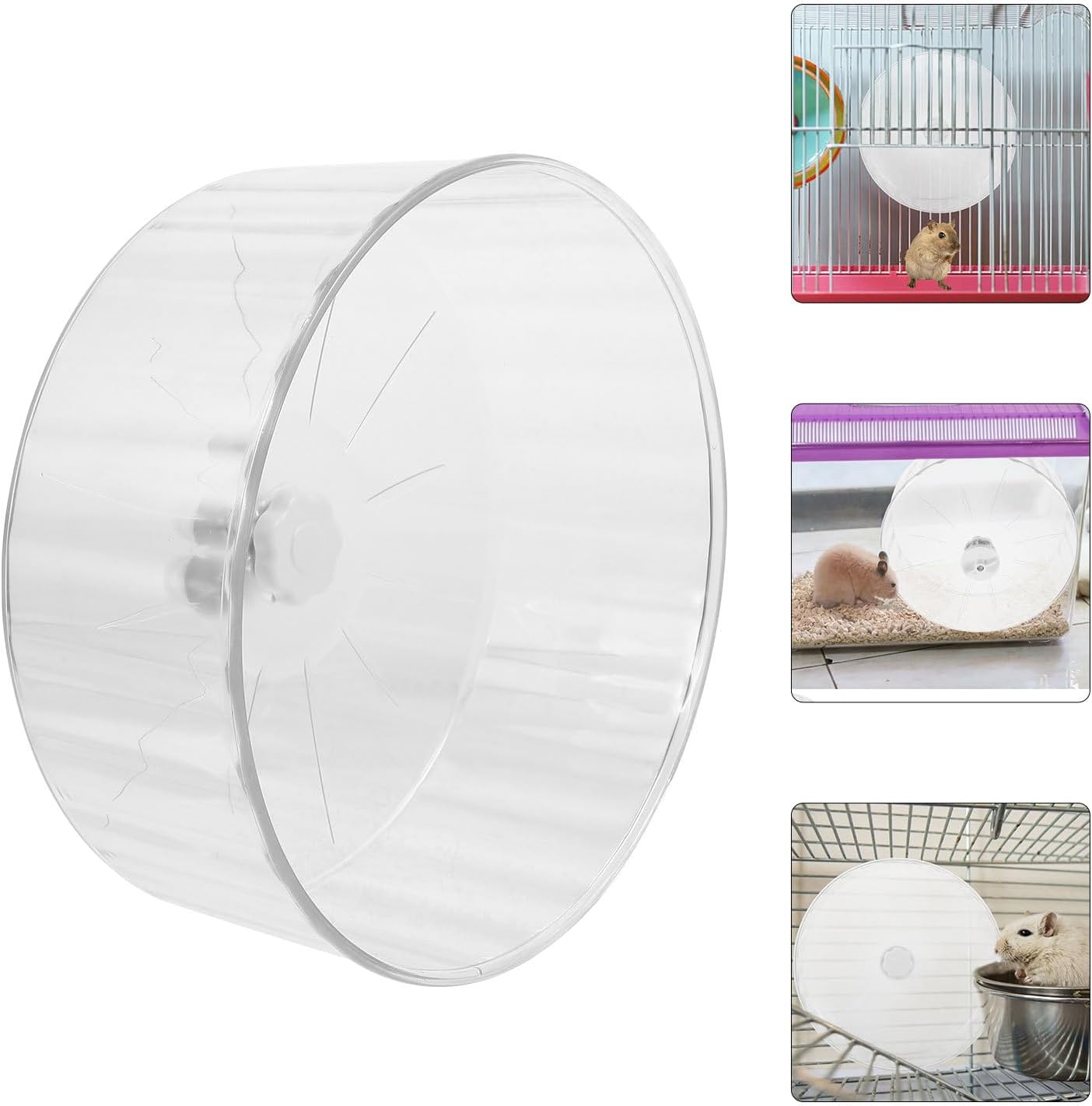 Beaupretty Silent Hamster Exercise Wheel Double Bearings 22cm Crystal Running Wheel Small Animal Exerciser for Hamsters, Chinchillas, and Guinea Pigs