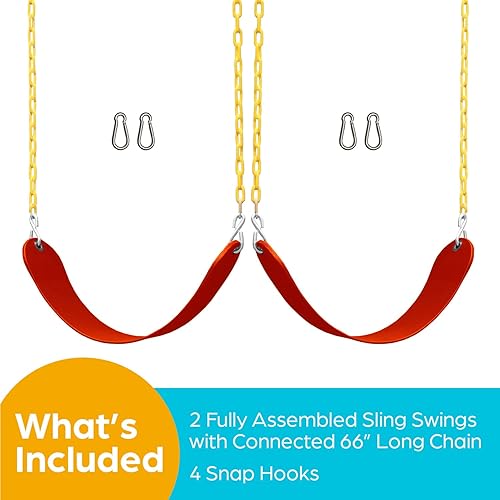 Miniatura 6 de Jungle Gym Kingdom Juego de columpios para columpios al aire libre – Paquete de 2 kits de reemplazo de asiento de columpio con cadenas resistentes