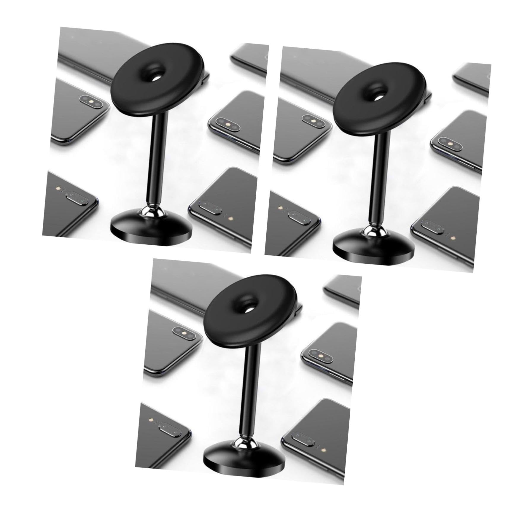 Mikikit 3pezzi Supporto Per Telefono Magnetico Rotante Lega Di Alluminio Per Auto Compatibile Con Smartphone e Tablet Design Colore Nero