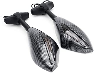 Yibid Integrated Racing Motorcycle LED Turn Signal Marker Mirrors for Yamaha XJ6 Diversion F 2009-2011, R6S 2006-2009, R1 1998-2003, FZ1 FAZER, FZS1000 2000-2012, Carbon Looking Style (Smoke len) - coolthings.us