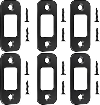 Deadbolt Strike Plate 1" x 2-1/4" with 12 Screws - 6Pack