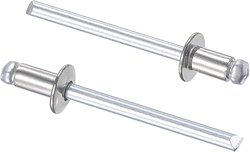 uxcell Remaches ciegos, 304 remaches de tracción de acero inoxidable remaches de decoración de núcleo de 0.157 in de diámetro 0.236 in de longitud