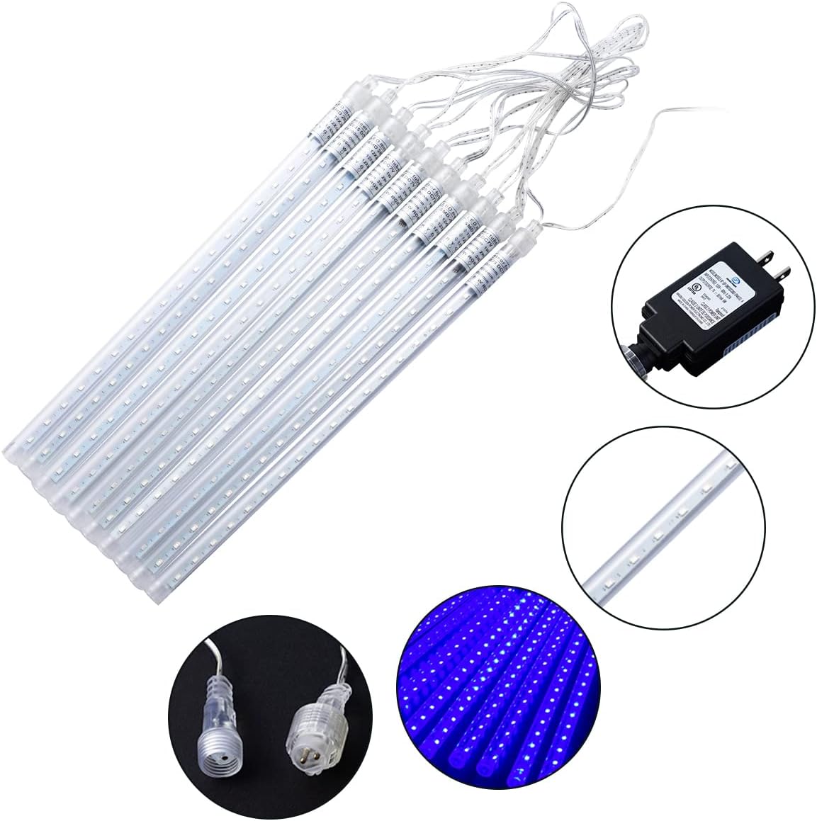 Joiedomi 2 Pack 540 LED Christmas Meteor Shower Rain Lights, 19.8 Inch 10 Tubes Blue Outdoor Raindrop Lights, Waterproof for Holiday Party Home Patio Decoration