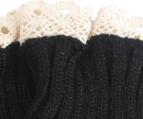 Miniatura 6 de Calcetines de botas para mujer, calentadores cortos de invierno para piernas, con encaje de ganchillo, puños de botas de punto para mujer, botas