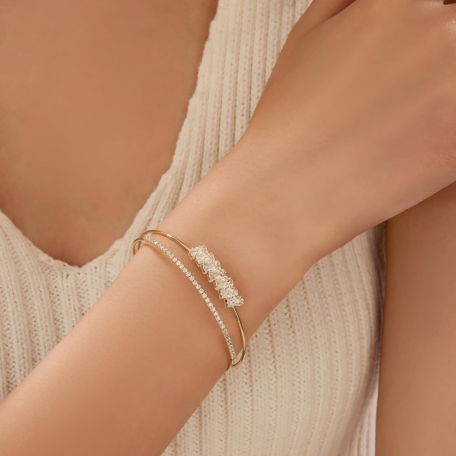 Gold Bracelets for Women Jewelry 14k Plated Gold Bangles for Women Cuff Bracelet Open Fashion Bracelet Adjustable ﻿ - Image 3