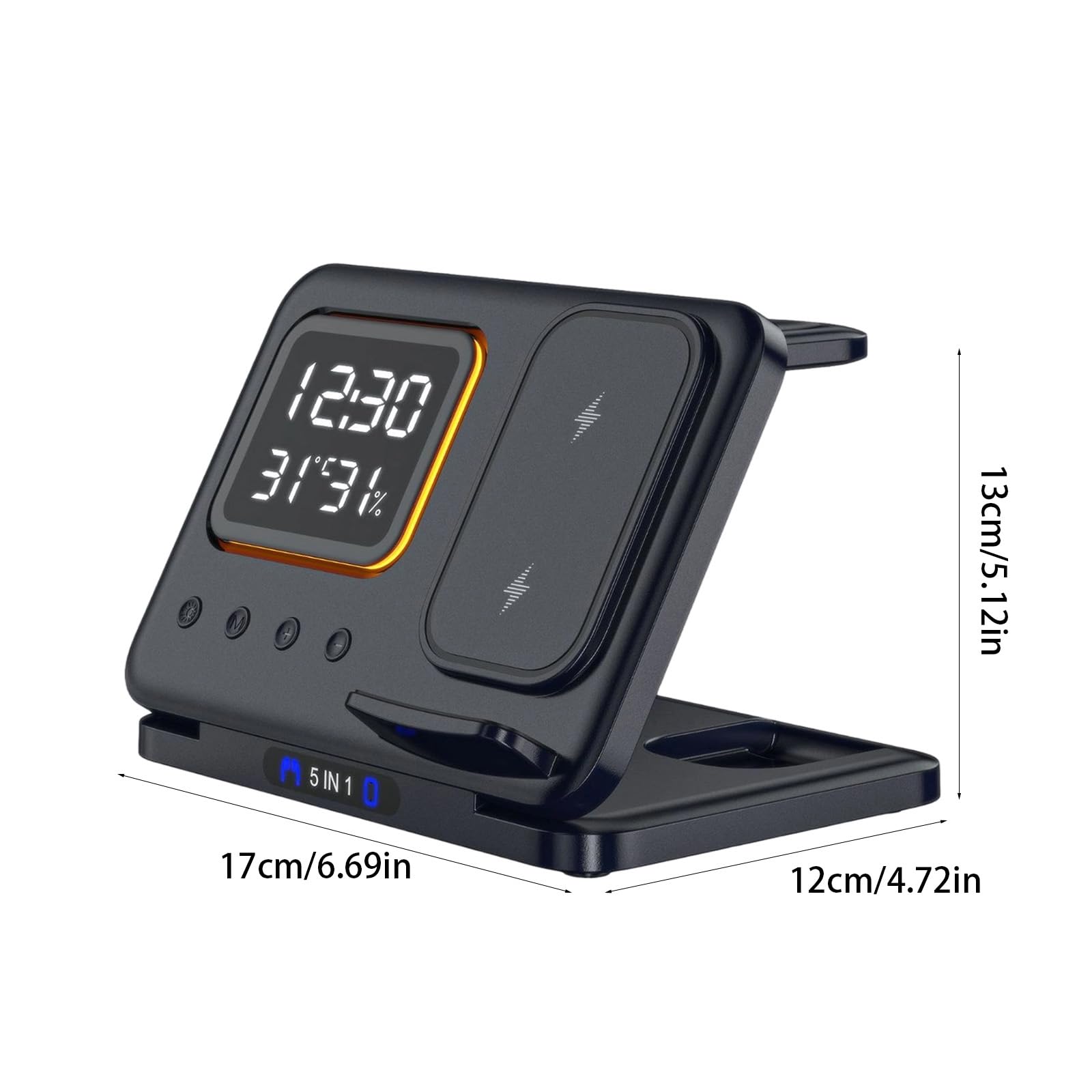 Stazione di ricarica compatta con orologio digitale luce notturna per comodino scrivania supporto telefono dispositivo orologio Bedlight