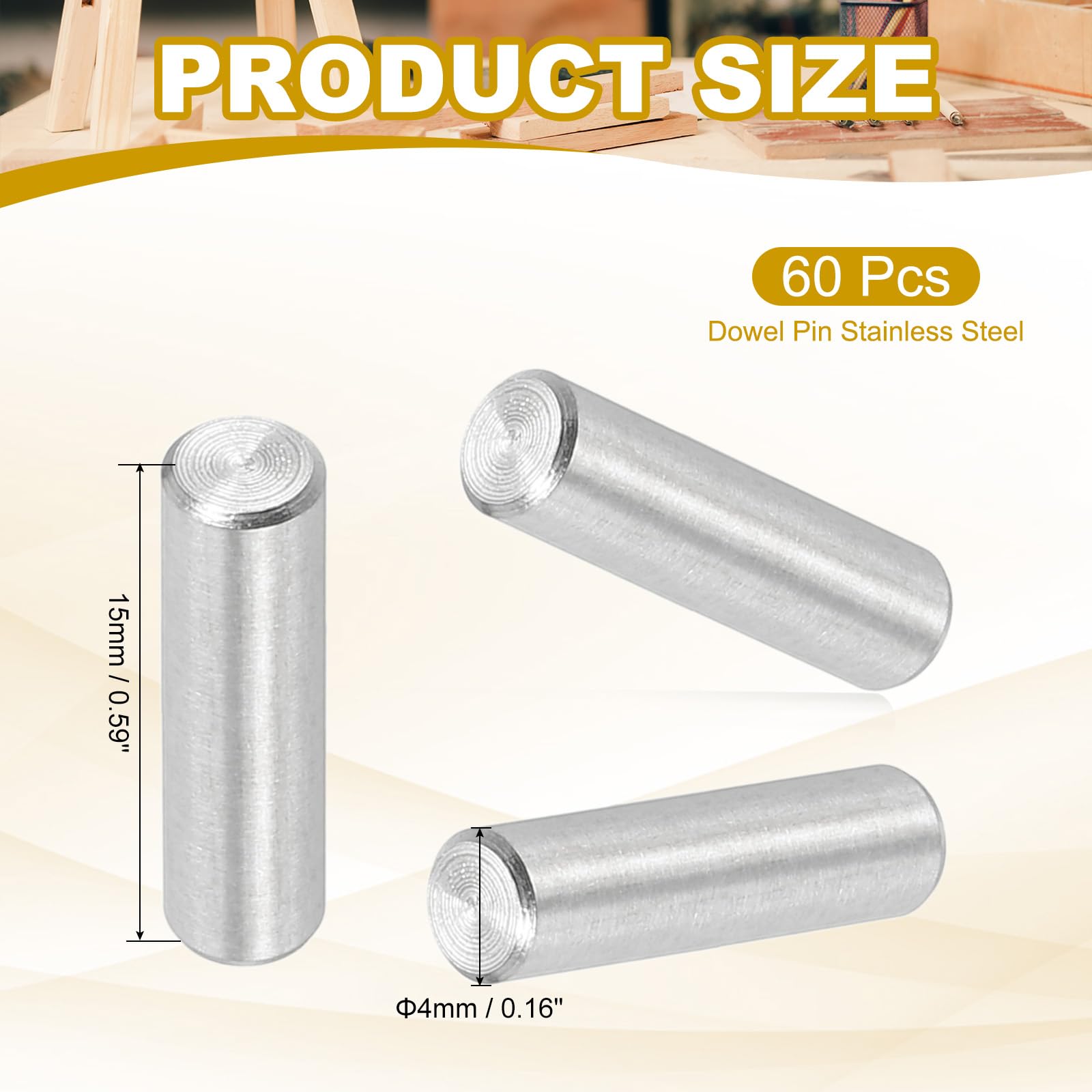 PATIKIL 4mm x 15mm Dowel Pin Stainless Steel - Image 2