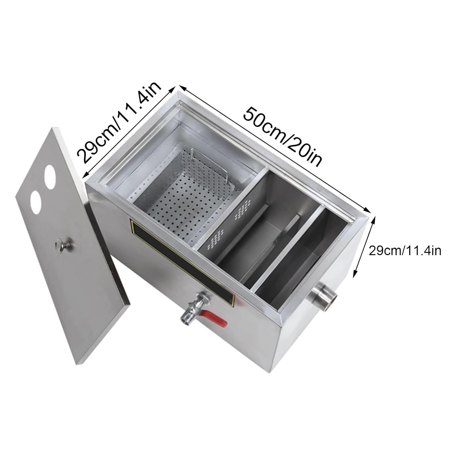 Trampa De Grasa Pequeña Bajo Fregadero for Cocina | Interceptador de grasa doméstico, for food truck, comedor, aguas residuales cocina(50X29X29cm)